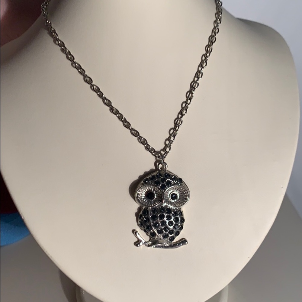 long silver owl necklace